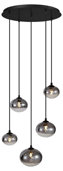 Lampada a sospensione moderna nera con vetro fumé - Jia