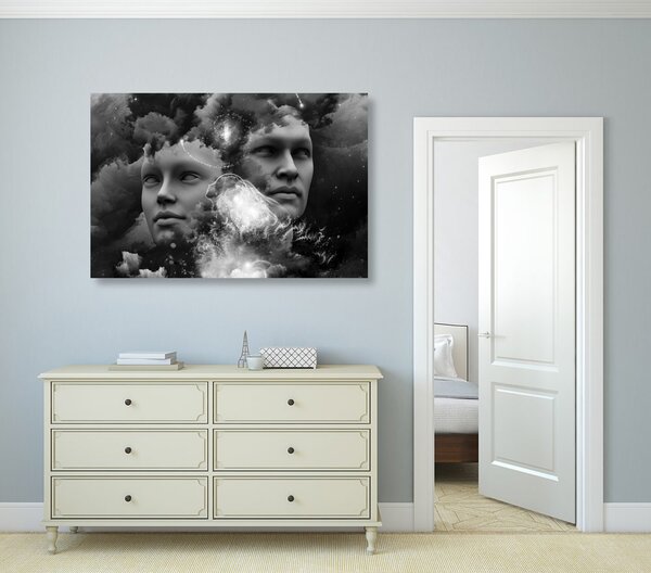 Quadro su tela – Mente virtuale in bianco e nero