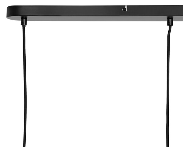 Lampada a sospensione Art Déco nera con vetro fumé rettangolare 4 luci - Bao
