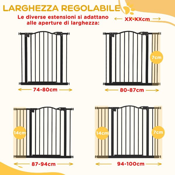 AllMyPets Cancellino per Cani Estensibile Senza Viti Regolabile da 74-100 cm Alto 78 cm in Metallo colore Nero - 46S7BK