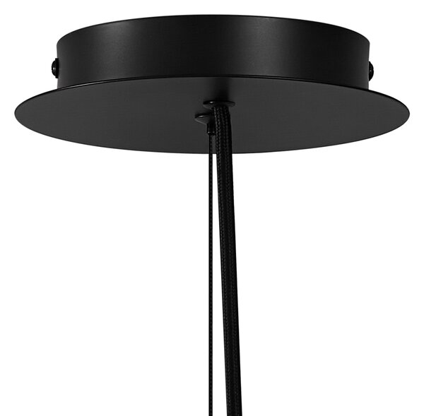 Lampada a sospensione di design nera con vetro fumé rotondo a 6 luci - Mochan