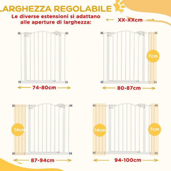 AllMyPets Cancellino per Cani Estensibile Senza Viti Regolabile da 74-100 cm Alto 78 cm in Metallo colore Bianco - 46R7WT