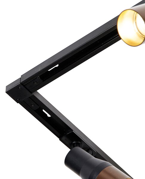 Sistema di illuminazione a binario moderno con 5 faretti nero con bronzo scuro 1 fase - Iconic Kohua