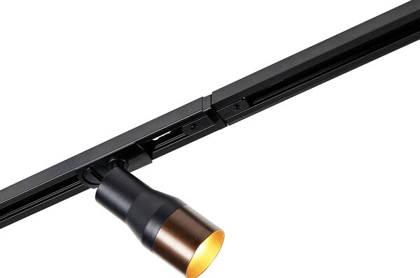 Sistema di illuminazione a binario moderno con 5 faretti nero con bronzo scuro 1 fase - Iconic Kohua