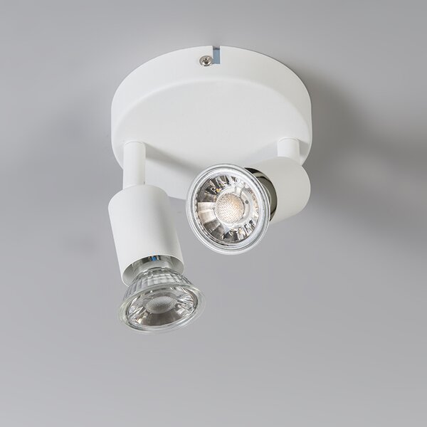 Faretto moderno bianco orientabile rotondo 2 luci - Jeany
