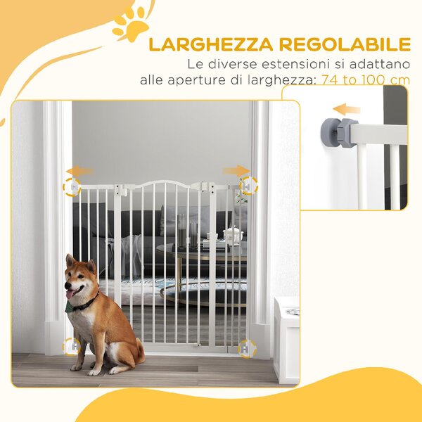 AllMyPets Cancellino per Cani Estensibile Senza Viti Regolabile da 74-100 cm in Metallo colore Bianco - 99T3WT