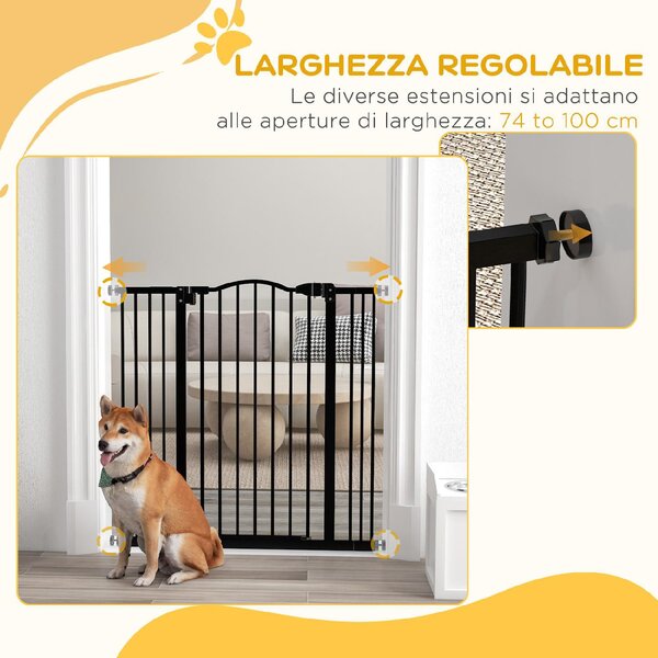 AllMyPets Cancellino per Cani Estensibile Senza Viti Regolabile da 74-100 cm in Metallo colore Nero - 99U3BK