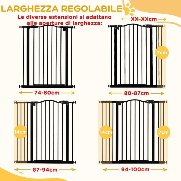 AllMyPets Cancellino per Cani Estensibile Senza Viti Regolabile da 74-100 cm in Metallo colore Nero - 99U3BK