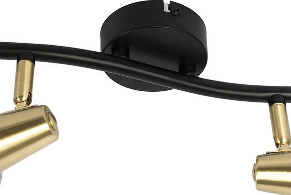 Plafoniera Art Déco vetro fumé nero con ottone 2 luci - VIDRO