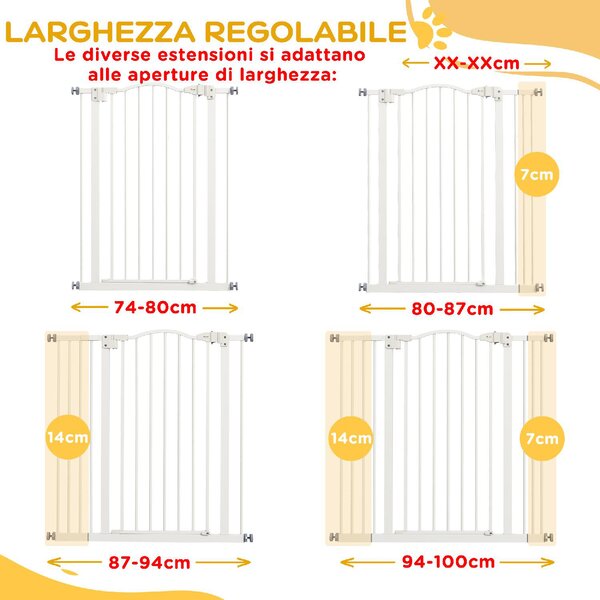 AllMyPets Cancellino per Cani Estensibile Senza Viti Regolabile da 74-100 cm in Metallo colore Bianco - 99T3WT