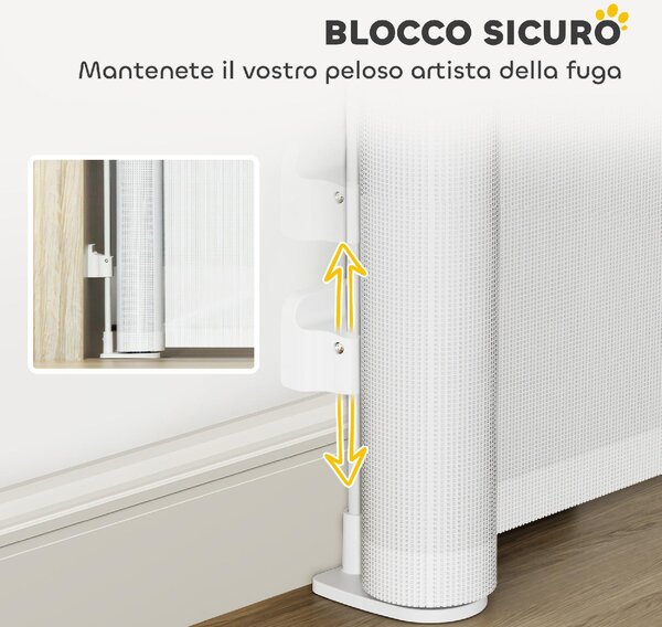 AllMyPets Cancellino per Cani Piccoli Estensibile 0-140x86.5 cm e Retrattile con Blocco Automatico colore Bianco - WTEF241