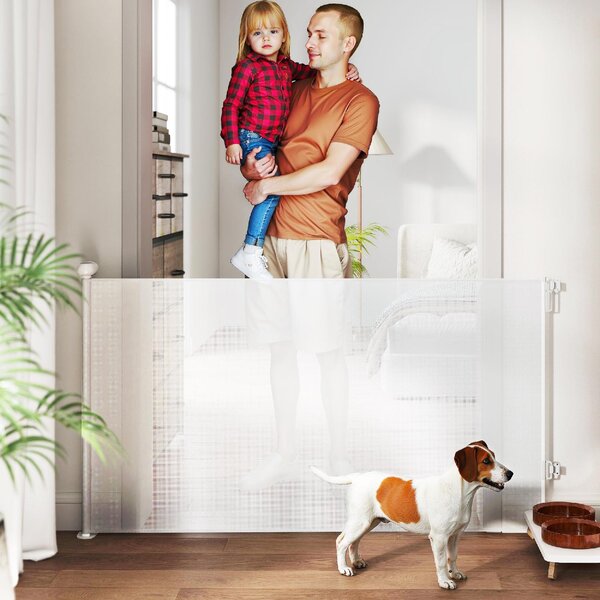 AllMyPets Cancellino per Cani Piccoli Estensibile 0-140x86.5 cm e Retrattile con Blocco Automatico colore Bianco - WTEF241