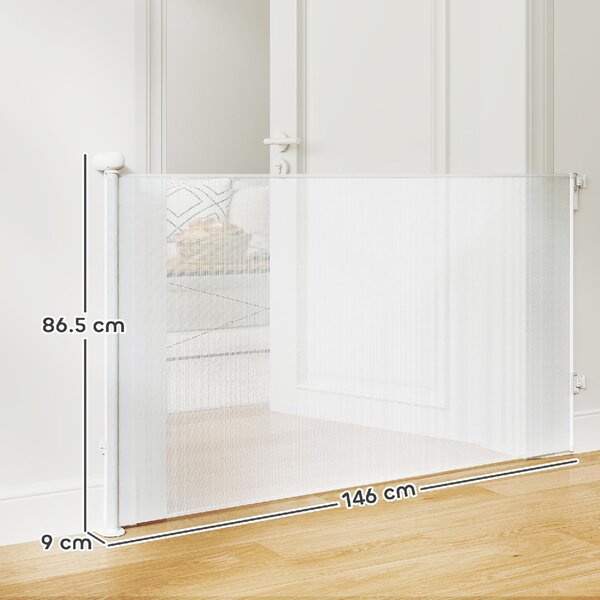 AllMyPets Cancellino per Cani Piccoli Estensibile 0-140x86.5 cm e Retrattile con Blocco Automatico colore Bianco - WTEF241