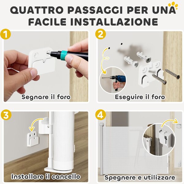 AllMyPets Cancellino per Cani Piccoli Estensibile 0-144 cm e Retrattile con Blocco Automatico colore Bianco - WTEF242