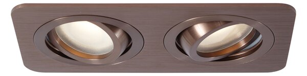 Set di 6 faretti da incasso arrotondati bronzo scuro GU10 50mm orientabili e inclinabili IP44 2 luci - Alberto