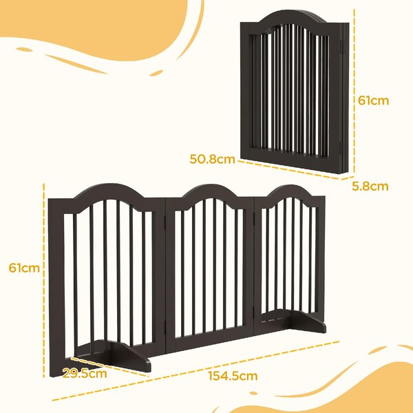 AllMyPets Cancellino per Cani Pieghevole a 3 Sezioni in Legno 154.5x29.5x61cm colore Caff - K588CF
