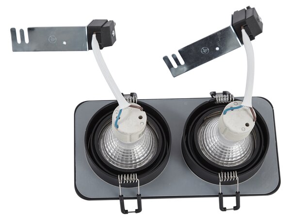 Set di 6 faretti da incasso arrotondati neri GU10 50mm orientabili e inclinabili IP44 2-luci - Alberto
