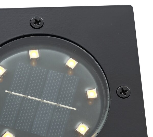 Set di 6 faretti da terra neri quadrati con LED IP65 solari - Terry