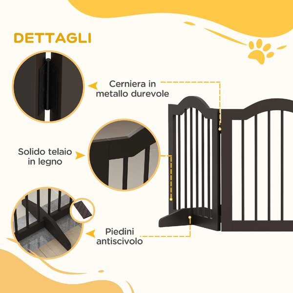AllMyPets Cancellino per Cani Pieghevole a 3 Sezioni in Legno 154.5x29.5x61cm colore Caff - K588CF