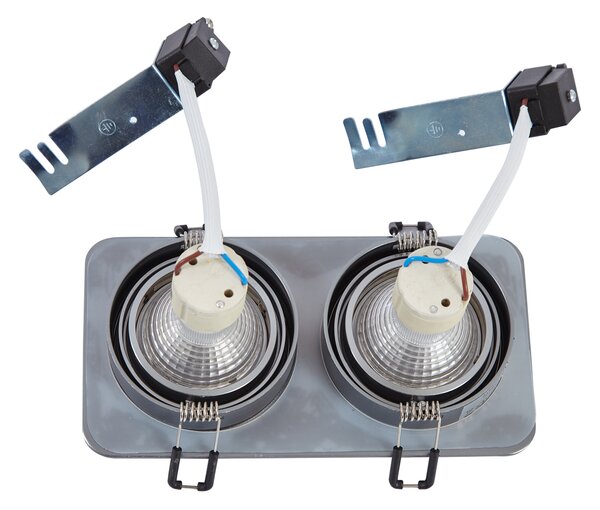 Set di 6 faretti da incasso arrotondati color canna di fucile GU10 50mm regolabili IP44 2 luci - Alberto