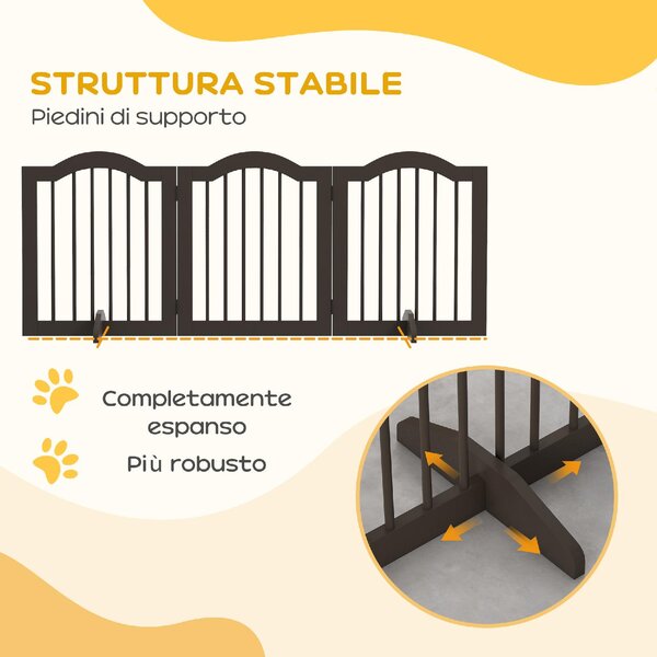 AllMyPets Cancellino per Cani Pieghevole a 3 Sezioni in Legno 154.5x29.5x61cm colore Caff - K588CF