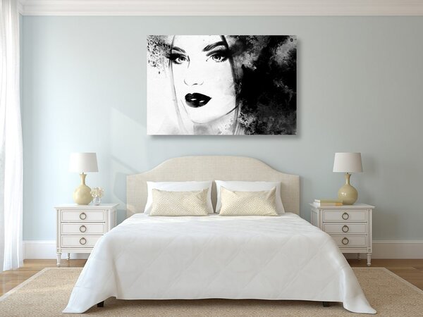 Quadro su tela – Ritratto femminile di moda in bianco e nero