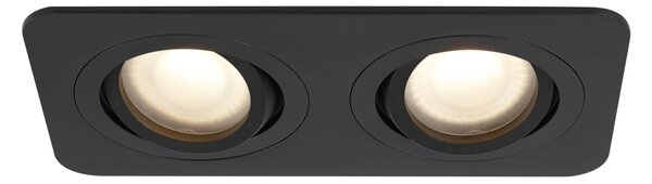Set di 6 faretti da incasso arrotondati neri GU10 50mm orientabili e inclinabili IP44 2-luci - Alberto