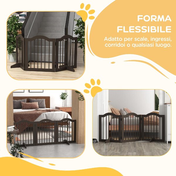 AllMyPets Cancellino per Cani Pieghevole a 3 Sezioni in Legno 154.5x29.5x61cm colore Caff - K588CF