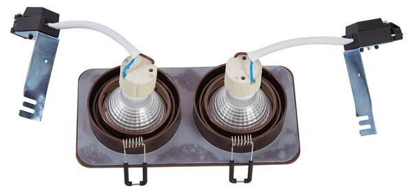 Set di 6 faretti da incasso arrotondati bronzo scuro GU10 50mm orientabili e inclinabili IP44 2 luci - Alberto