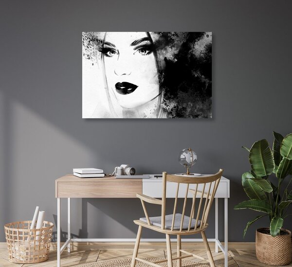 Quadro su tela – Ritratto femminile di moda in bianco e nero