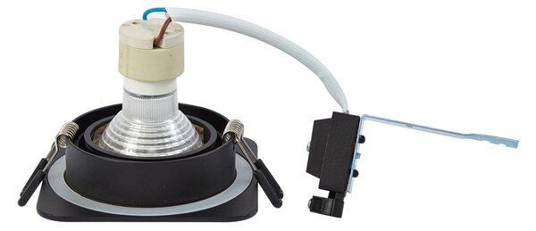 Set di 6 faretti da incasso neri arrotondati GU10 50mm orientabili e inclinabili IP44 - Alberto
