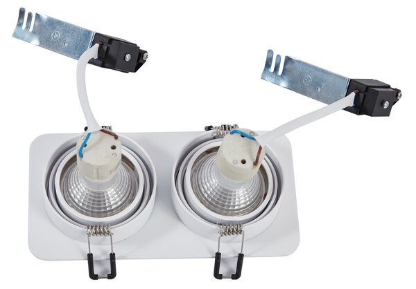 Set di 6 faretti da incasso arrotondati bianchi GU10 50mm orientabili e inclinabili IP44 2-luci - Alberto