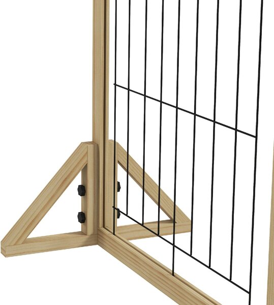 AllMyPets Cancellino per Cani Pieghevole con 3 Pannelli e Piedini Triangolari 210x70 cm colore Legno Naturale