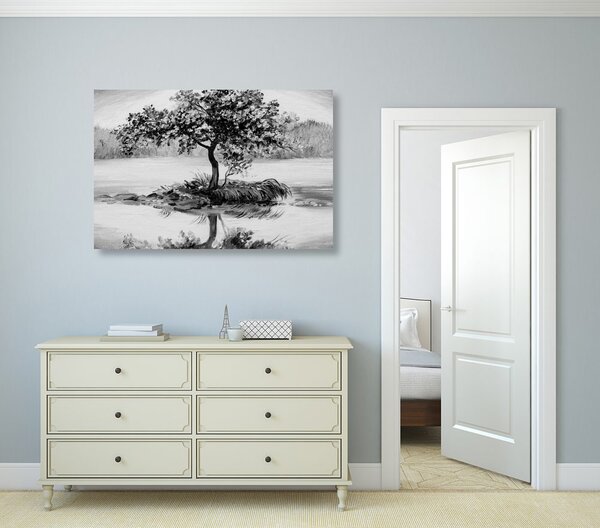 Quadro su tela – Ciliegio orientale in bianco e nero