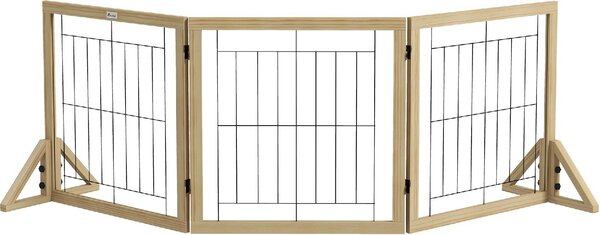 AllMyPets Cancellino per Cani Pieghevole con 3 Pannelli e Piedini Triangolari 210x70 cm colore Legno Naturale