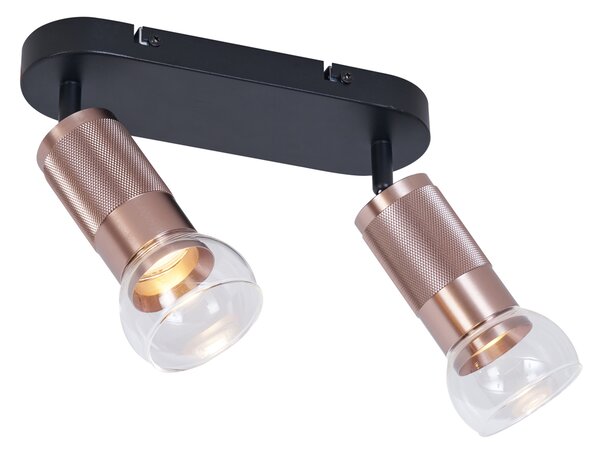 Faretto da soffitto arrotondato bronzo scuro 2 luci regolabile - Veerle