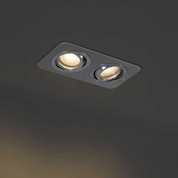 Faretto da incasso rotondo color canna di fucile GU10 50mm orientabile e inclinabile IP44 2-luci - Alberto
