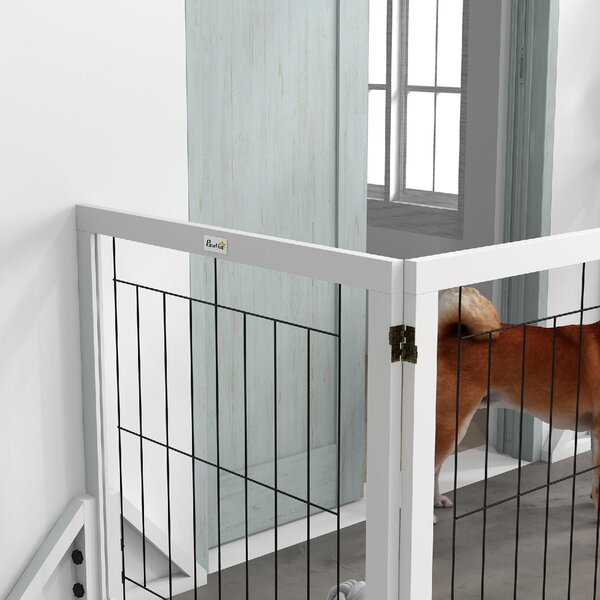 AllMyPets Cancellino per Cani Pieghevole con 4 Pannelli e Piedini Triangolari 280x70 cm colore Bianco