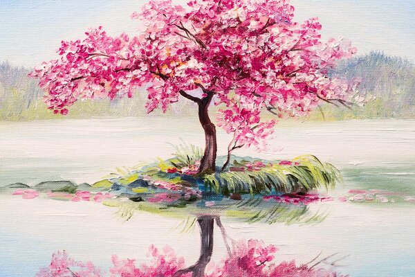 Stampa su tela – Ciliegio orientale in versione rosa