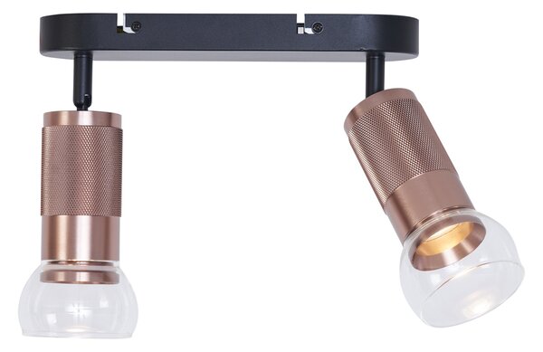 Faretto da soffitto arrotondato bronzo scuro 2 luci regolabile - Veerle