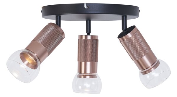 Faretto da soffitto rotondo bronzo scuro 3 luci orientabile - Veerle