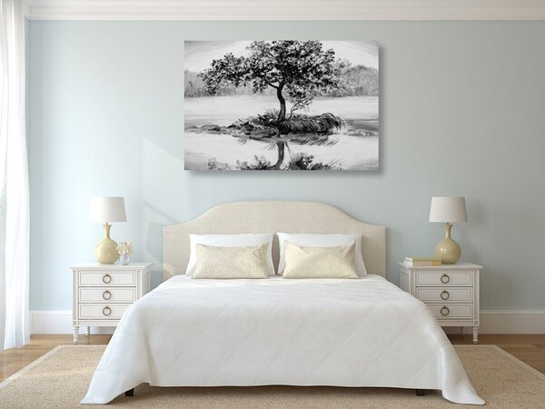 Quadro su tela – Ciliegio orientale in bianco e nero