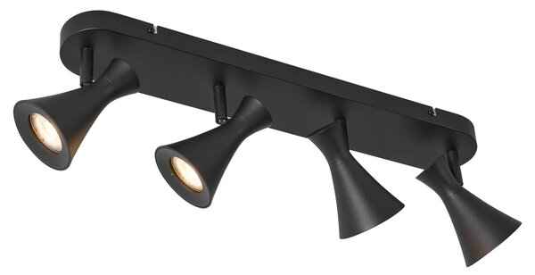 Plafoniera moderna nera a 4 luci orientabile e inclinabile - Triangle