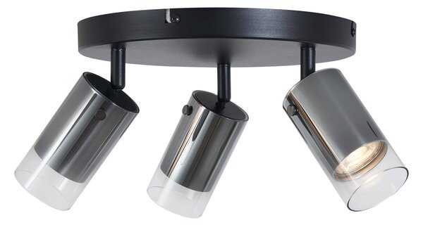 Faretto da soffitto color canna di fucile rotondo a 3 luci ruotabile e regolabile - Drain