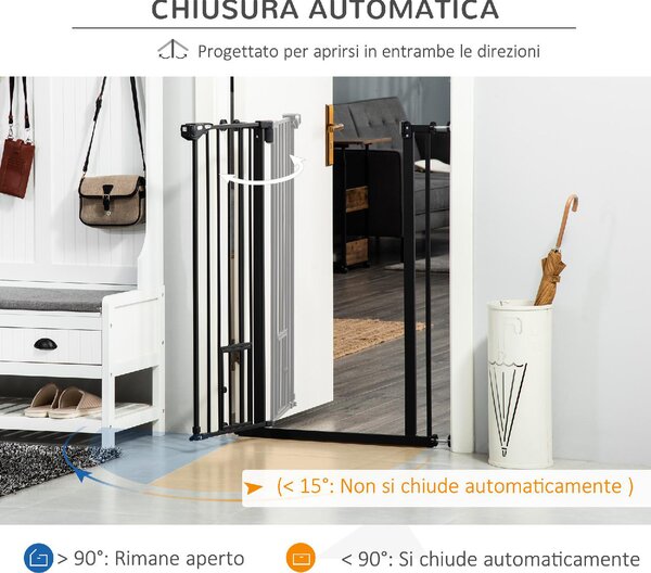 AllMyPets Cancellino per Cani Regolabile Alto con Porta Piccola e Chiusura Automatica 74-80x104 cm colore Nero - 24A481F