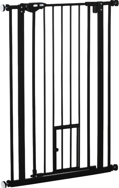 AllMyPets Cancellino per Cani Regolabile Alto con Porta Piccola e Chiusura Automatica 74-80x104 cm colore Nero - 24A481F
