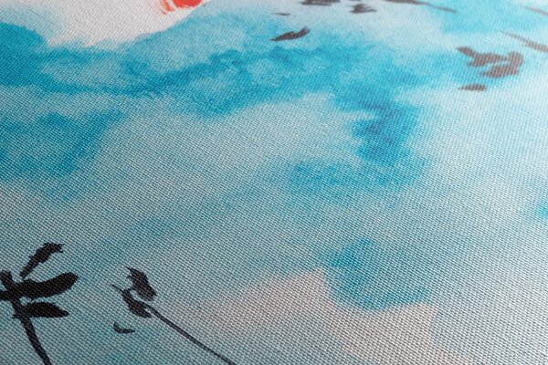 Stampa su tela – Cielo blu giapponese e sole rosso