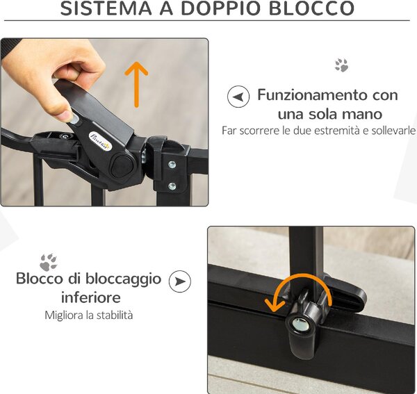 AllMyPets Cancellino per Cani Regolabile Alto con Porta Piccola e Chiusura Automatica 74-80x104 cm colore Nero - 24A481F
