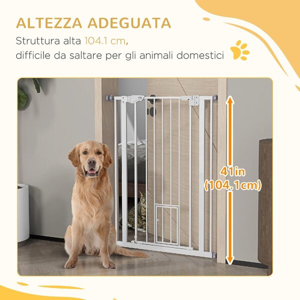 AllMyPets Cancellino per Cani Regolabile Alto con Porta Piccola e Chiusura Automatica 74-80x104cm colore Bianco - K589WT