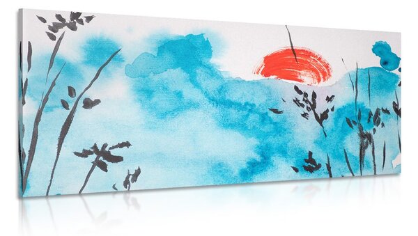 Stampa su tela – Cielo blu giapponese e sole rosso